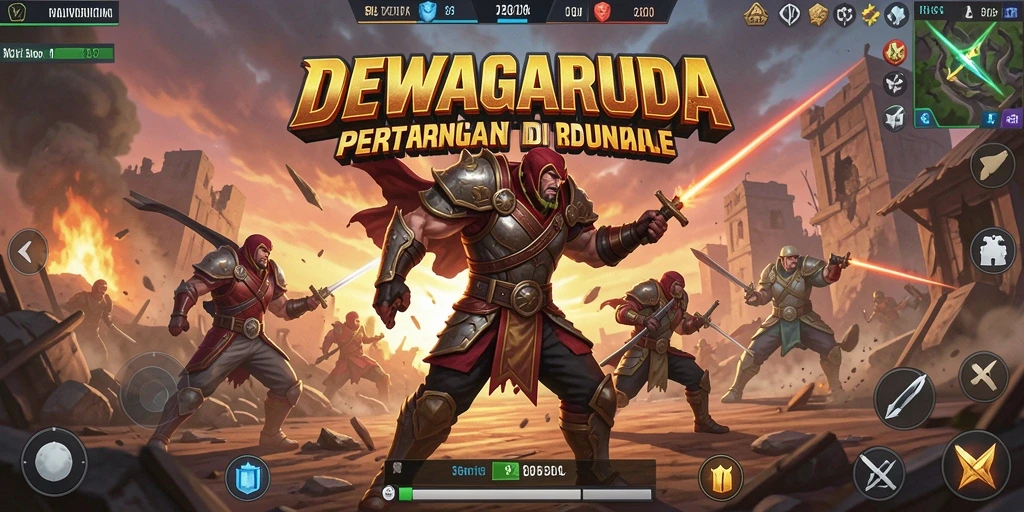Tampilan gameplay DEWAGARUDA dengan aksi seru di arena Battle Royale.