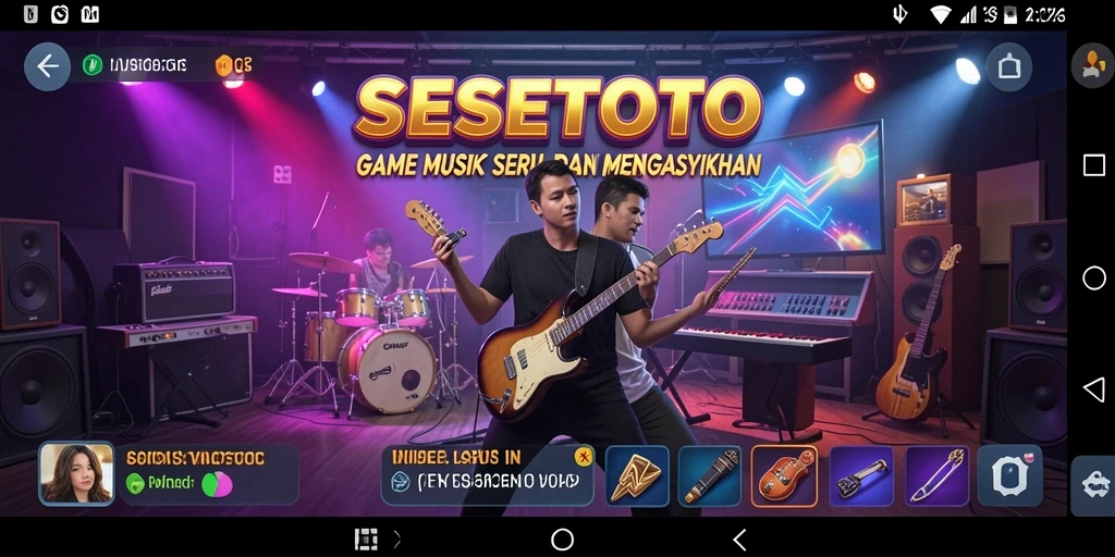 Screenshot utama SESETOTO menampilkan gameplay musik yang seru dan interaktif.